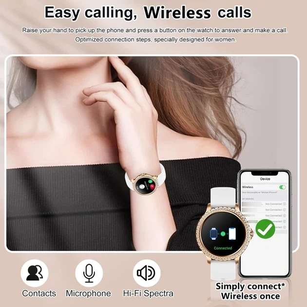 Смарт-часы женские Smart Elegance White & Gold с шагомером и функциями для контроля здоровья - Фото 4 Смарт-часы женские Smart Elegance White & Gold с шагомером и функциями для контроля здоровья - изображение 4