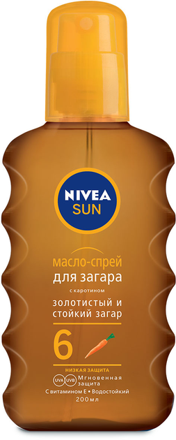 Масло-спрей для загара NIVEA Sun Золотистый и стойкий загар SPF 6 ...