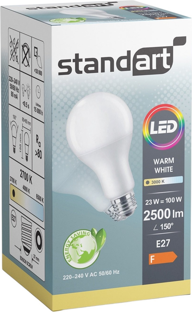 Світлодіодна лампа Standart A80 23W E27 2500LM 3000K MATT (929002004201) - зображення 2