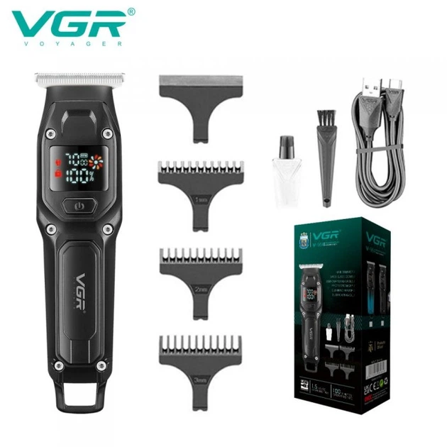 Мужской аккумуляторный триммер для бороды и усов VGR V-964 с 3 сменными насадками 1-3 мм. Черный - Фото 1 Мужской аккумуляторный триммер для бороды и усов VGR V-964 с 3 сменными насадками 1-3 мм. Черный - изображение 1