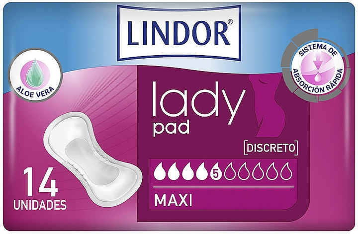 Podpaski urologiczne Lindor Lady Pad Maxi 5 Drops 14 szt (4049500976954) - obraz 1