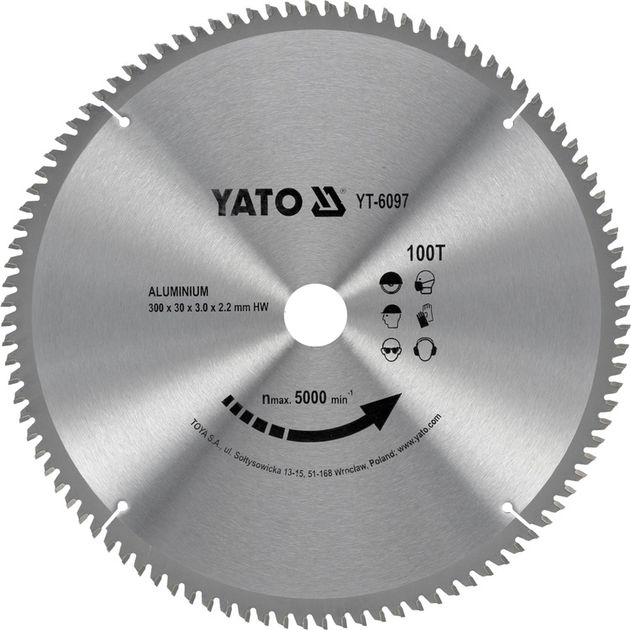 Tarcza widiowa YATO do aluminium 300 x 100 zębów x 30 mm (YT-6097) - obraz 1