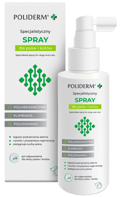Spray JM Sante Pharma Poliderm na problemy skórne dla psów i kotów 100 ml (5902596718589) - obraz 1