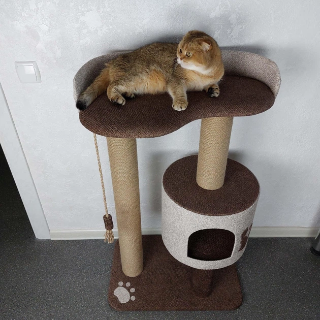 Кошачья когтеточка дряпка домик для кошки кота 90х60х40см бежево коричневая - Фото 3 Кошачья когтеточка дряпка домик для кошки кота 90х60х40см бежево коричневая - изображение 3