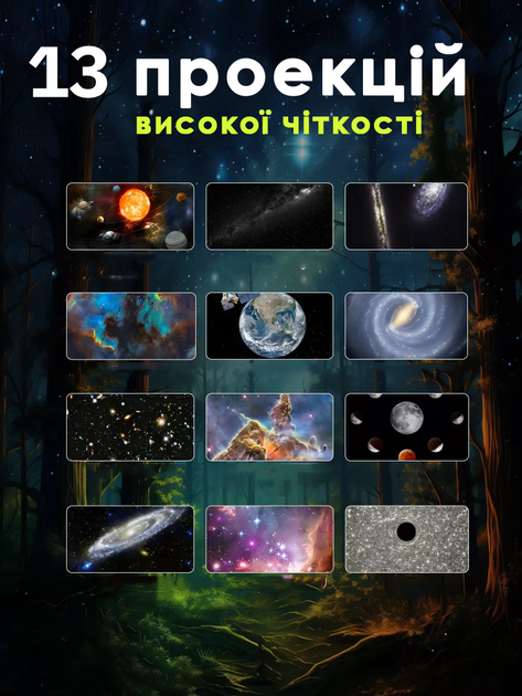 Проектор Galaxy Домашній планетарій з катриджами 13 шт. Проектор зоряного неба галактики білий - зображення 2