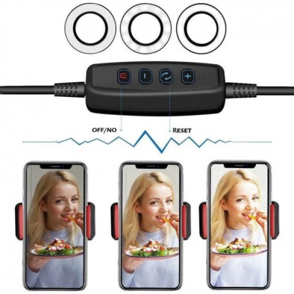 Кольцевая лампа USB на прищепке 2 в 1 с держателем для телефона Лайв Стрим (Professional Live Stream) черный - Фото 7 Кольцевая лампа USB на прищепке 2 в 1 с держателем для телефона Лайв Стрим (Professional Live Stream) черный - изображение 7