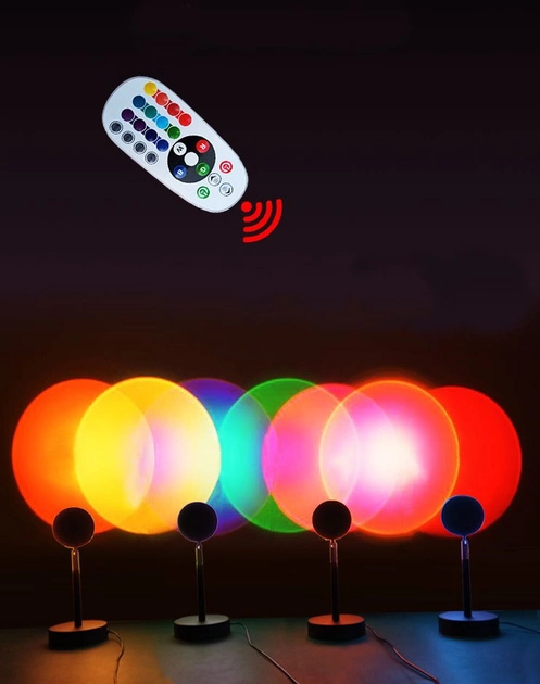 Лампа захід сонця настільна Sunset RGB з пультом 16 кольорів Лампа-нічник сонце Lump - зображення 7