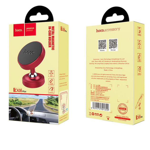 Автодержатель Hoco CA36 Plus Dashboard Metal Magnetic in-car Holder (Red) [73724] - изображение 4