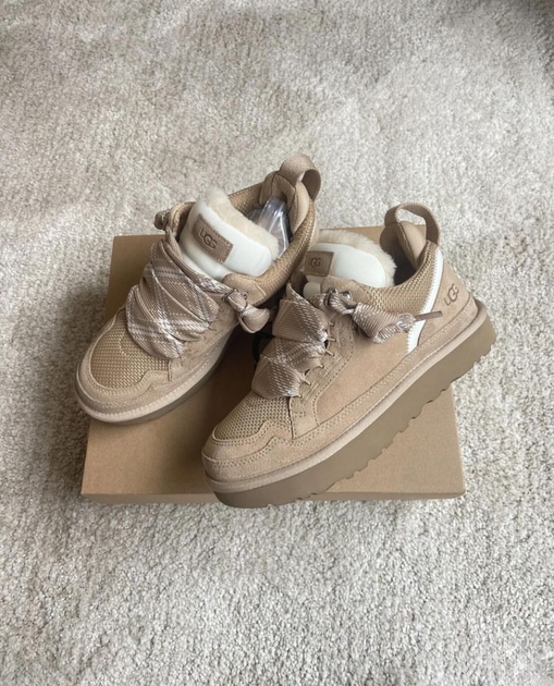 Жіночі уггі кросівки Зимові Замшеві Бежеві UGG Lowmel Sneaker Beige (40, бежевий) - изображение 7