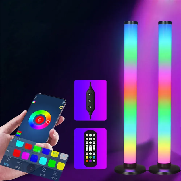 Лампа настільна RGB, 24см, 2шт, + пульт, від USB / RGB світильник (L) - изображение 2