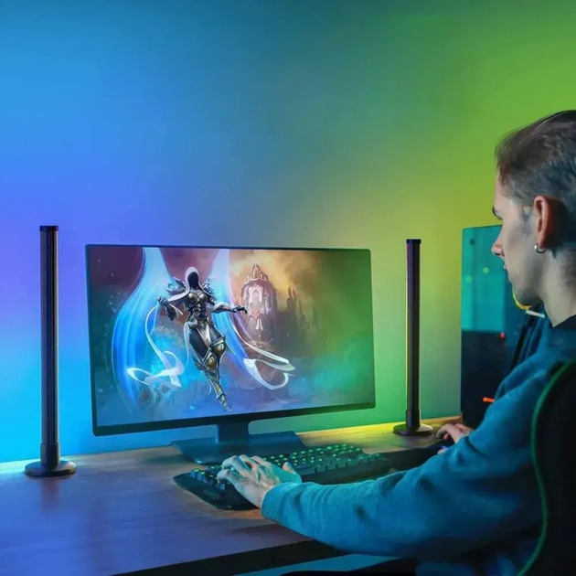 Лампа настільна RGB, 24см, 2шт, + пульт, від USB / RGB світильник (L) - изображение 6