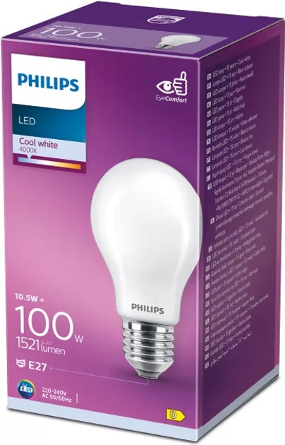 Світлодіодна лампа Philips E27 A60 10.5W 4000K 1521LM MAT (929002026531) - зображення 2