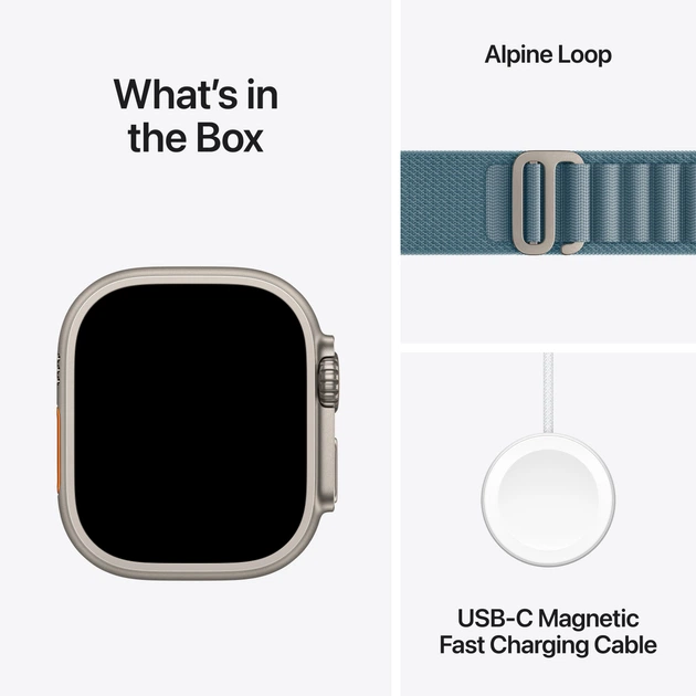 Смарт-годинник Apple Watch Ultra 3 GPS + Cellular 49mm Natural Titanium Case with Light Blue Alpine Loop S (APL_MEWK4) - зображення 7
