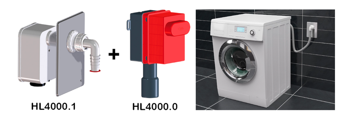 Комплект сифона скрытого монтажа Hutterer&Lechner HL4000.1+HL4000.0 для 1-й стиральной/сушильной/посудомоечной - изображение 2