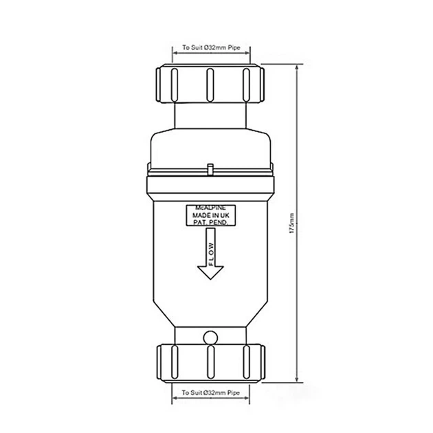 Клапан cифон с обратным клапаном McAlpine MACVALVE-6 175мм, 32*32мм с силиконовой мембраной - изображение 5