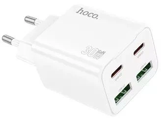 Сетевое зарядное устройство адаптер Hoco N56 Fundador |2USB/2Type-C, 30W/3A, поддержка быстрой зарядки PD/QC, многоуровневая защита, универсальная совместимость, высокая мощность| Белый - изображение 4