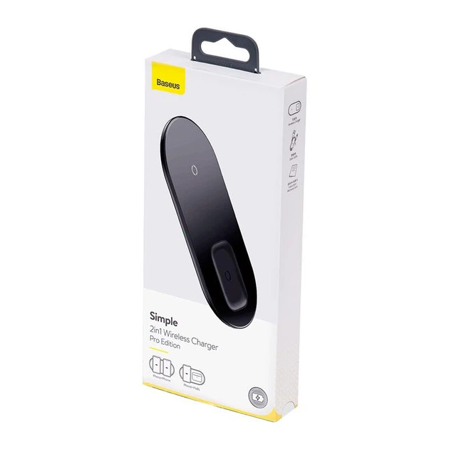 Беспроводная зарядная станция Baseus Simple 2in1 Wireless Charger Pro Edition (WXJK-C02) |15 Вт, быстрая зарядка, широкая совместимость, одновременная зарядка 2 устройств, многоуровневая защита, для смартфона и наушников, LED-индикатор| Черный - изображение 4