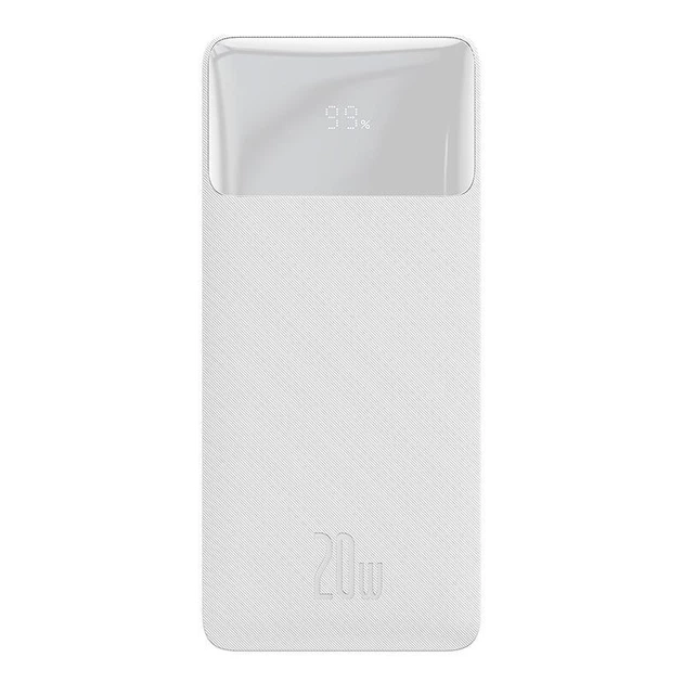 Павербанк Baseus Bipow 20000 mAh 20W УМБ зі швидкою зарядкою PD/QC, LED-дисплеєм і портами 2USB/1Type-C Портативний акумулятор для телефону (PPDML-M02), Білий - зображення 2