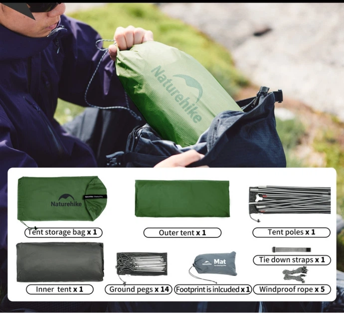 Намет надлегкий двомісний Naturehike Cloud Up Pro Темно-зелений CNK2350WS020 (6927595798737) - зображення 5