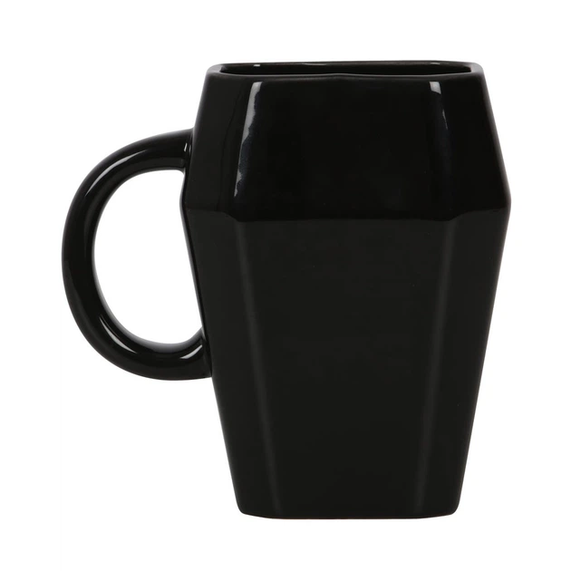 Чашка в готичному стилі у формі труни з написом Death before decaf - зображення 3