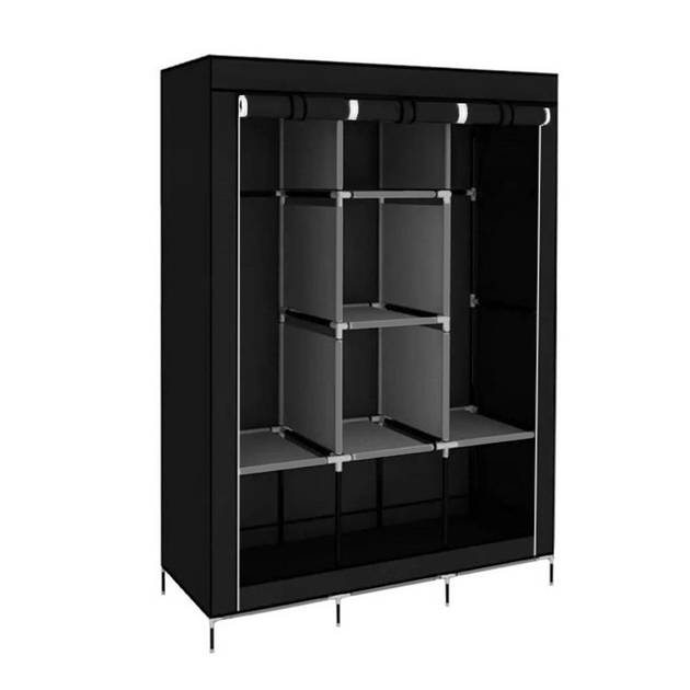 Шафа тканинна розкладна Stenson R93320 Чорна 130×45×175 см (R93320) - Фото 2 Шафа тканинна розкладна Stenson R93320 Чорна 130×45×175 см (R93320) - зображення 2