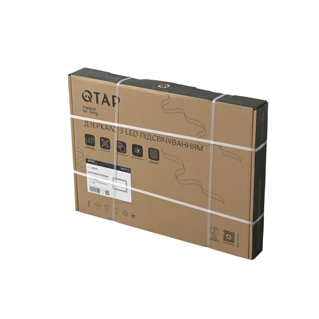 Дзеркало прямокутне з LED-підсвічуванням Qtap Mideya MI2 700х500 з димером та антизапотіванням - изображение 10