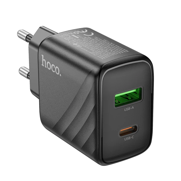 Сетевое зарядное устройство Hoco CS23A, 1USB, 1Type-C, PD, QC 30W, Черный - изображение 2