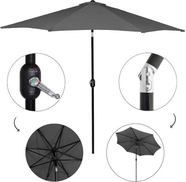 Parasol ogrodowy Springos GU00200 300 cm Ciemnoszary - obraz 9
