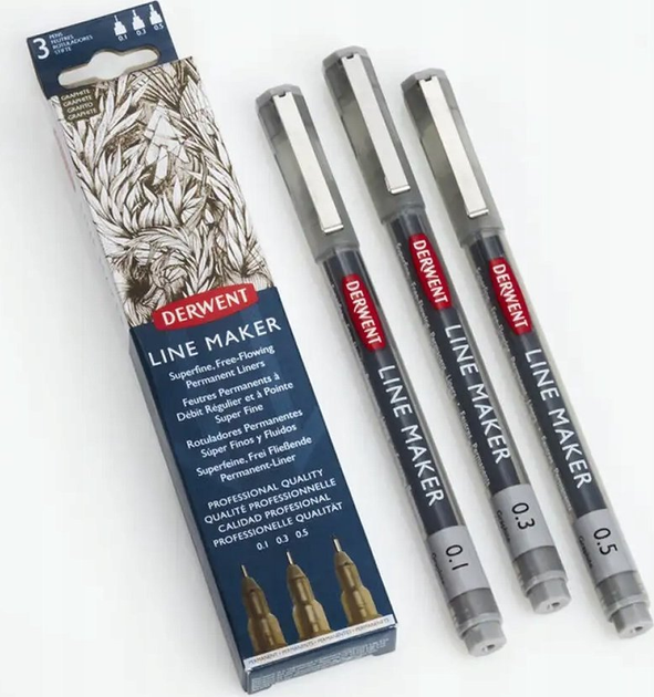 Набір лінерів Derwent Line Maker 3 шт Graphite (5028252595834) - зображення 3