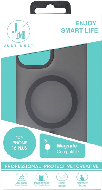 Etui Just Must MagSafe do Apple iPhone 16 Plus Black (6977248565346) - obraz 3