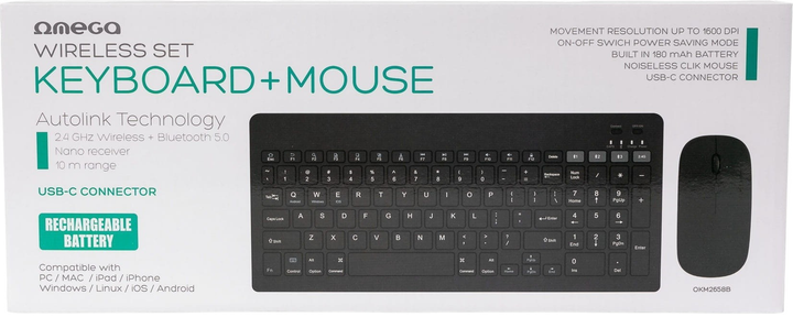 Zestaw bezprzewodowy Omega Wireless Set Keyboard + Mouse Black (OKM2658B) - obraz 6