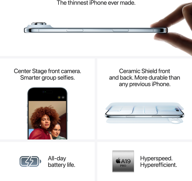 Мобільний телефон Apple iPhone 17 Air 256GB Cloud White (MG2M4) - зображення 6