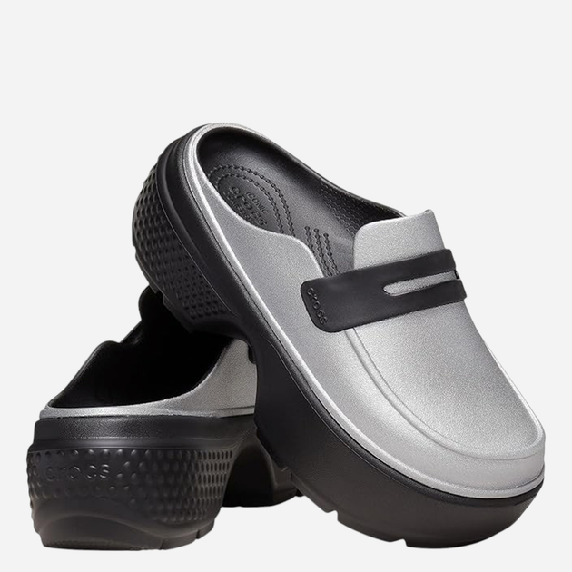 Klapki mule damskie Crocs Stomp Metallic Loafer 210363-01V 38-39 Srebrne (196265793792) - obraz 3