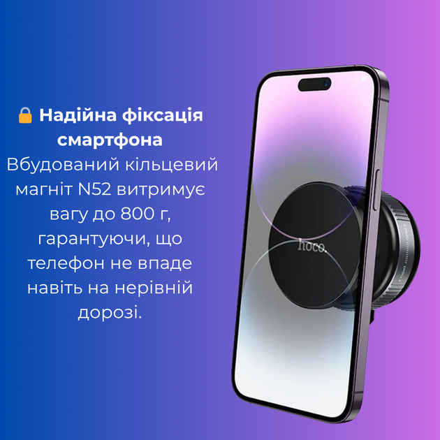 Автомобильный магнитный держатель в машину на вакуумной присоске для телефона с MagSafe для iPhone Hoco - изображение 5