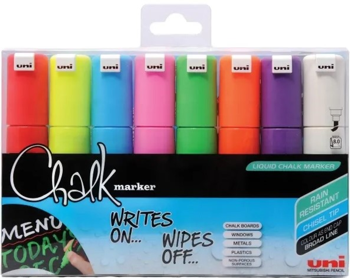 Zestaw markerów kredowych Uni-Ball Chalk marker 8 mm 8 szt (5012788046762) - obraz 1