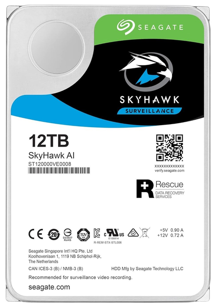 Dysk twardy Seagate SkyHawk Al HDD 12TB 7200rpm 512 MB 3.5" SATA III (ST12000VE003) - obraz 4