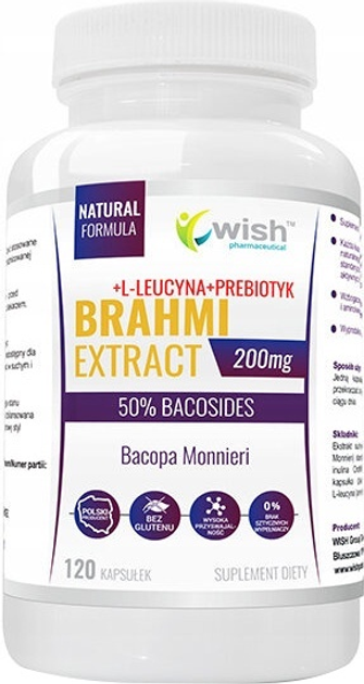 Suplement diety Wish Pharmaceutical Brahmi Extract 200 mg 120 kapsułek (5905279219809) - obraz 1