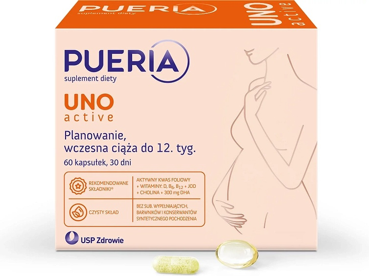 Suplement diety Pueria Uno Active dla kobiet w ciąży 60 kapsułek (5904569253738) - obraz 2