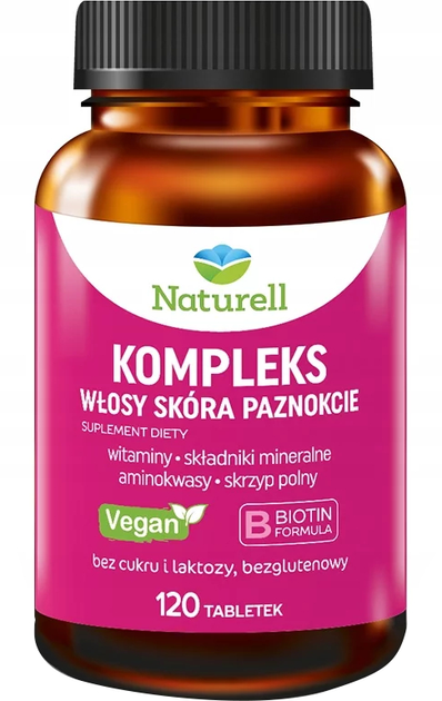 Suplement diety Naturell Kompleks Włosy Skóra Paznokcie 120 tabletek (5903031288865) - obraz 1