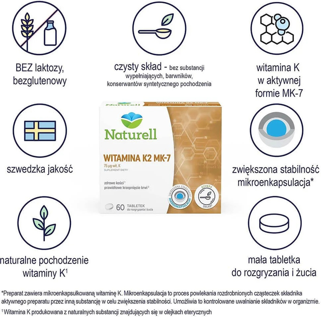 Suplement diety Naturell Witamina K2 MK-7 60 tabletek do ssania (5907377136910) - obraz 3