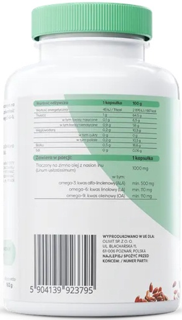 Дієтична добавка Osavi Omega 3- 6-9 Лляна олія 1000 мг 120 капсул (5904139923795) - зображення 3