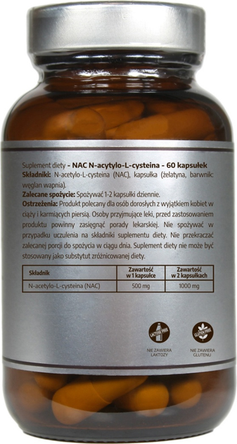 Дієтична добавка MedFuture Pure Nutrition NAC N-ацетил-L-цистеїн 500 мг 60 капсул (5907589311983) - зображення 2