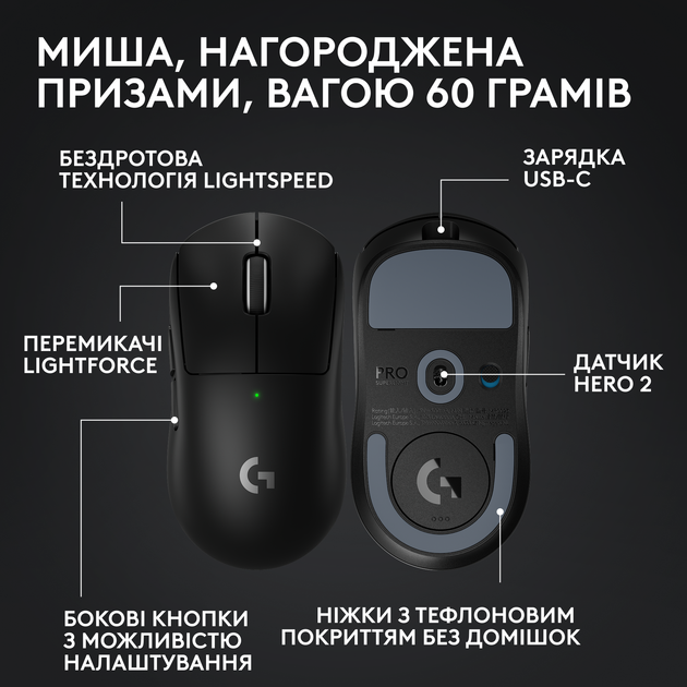 Logitech PRO X SUPERLIGHT 2 ブラック 本体 Мышь Logitech G Pro X Superlight 2 Lightspeed Wireless Black