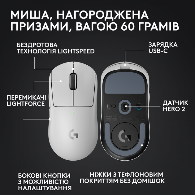 Мышь Logitech G Pro X Superlight 2 Lightspeed Wireless White (910