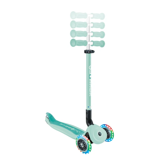 Детский 3-колесный самокат Globber 3 в 1 Go Up Active Lights с сиденьем и родительской ручкой до 50 кг бирюзовый (744-206) - Фото 4 Детский 3-колесный самокат Globber 3 в 1 Go Up Active Lights с сиденьем и родительской ручкой до 50 кг бирюзовый (744-206) - изображение 4