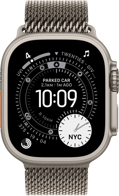Smartwatch Apple Watch Ultra 3 GPS + Cellular 49mm Natural Titanium Case with Natural Titanium Milanese Loop - L (MF0E4) - obraz 2