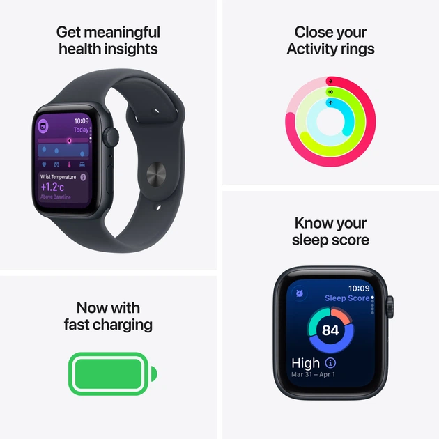 Smartwatch Apple Watch SE 3 (2025)&nbsp;GPS&nbsp;44mm&nbsp;Midnight Aluminium Case with Midnight Sport Band M/L (MEHQ4) - obraz 3