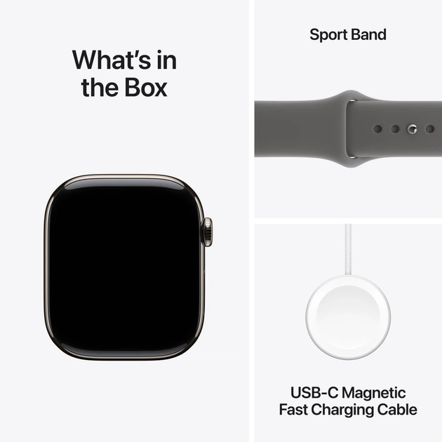 Smartwatch Apple Watch Series 11 GPS + Cellular 46mm Natural Titanium Case with Stone Grey Sport Band - M/L (MFCX4) - obraz 8