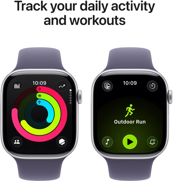 Smartwatch Apple Watch Series 11 GPS + Cellular 46mm Silver Aluminium Case with Purple Fog Sport Band - S/M (MFCP4) - obraz 4