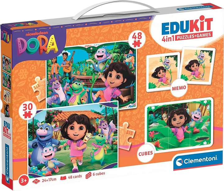 Набір пазлів і настільних ігор Clementoni Edukit Дора 4 в 1 (8005125182091) - зображення 1